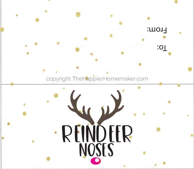 reindeer nose printable gift tag