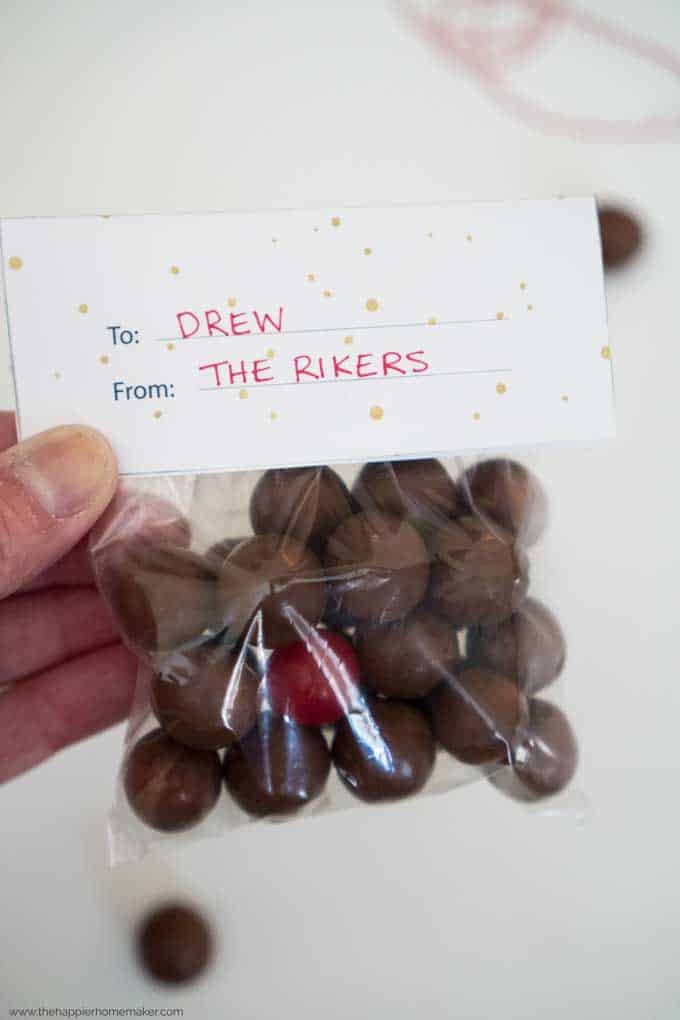 reindeer nose printable gift with whoppers and tag