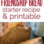 Amish Friendship Bread is the perfect recipe to share with friends. Now you can make your own with this starter recipe along with a free printable for gifting starter to others!