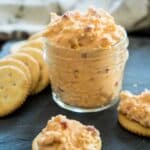 pimento cheese in jar with crackers