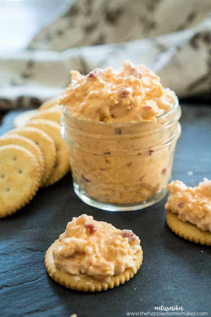 homemade pimento cheese with crackers