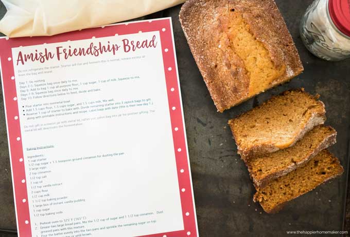 Starter Recipe Amish Friendship Bread Printable Gift 