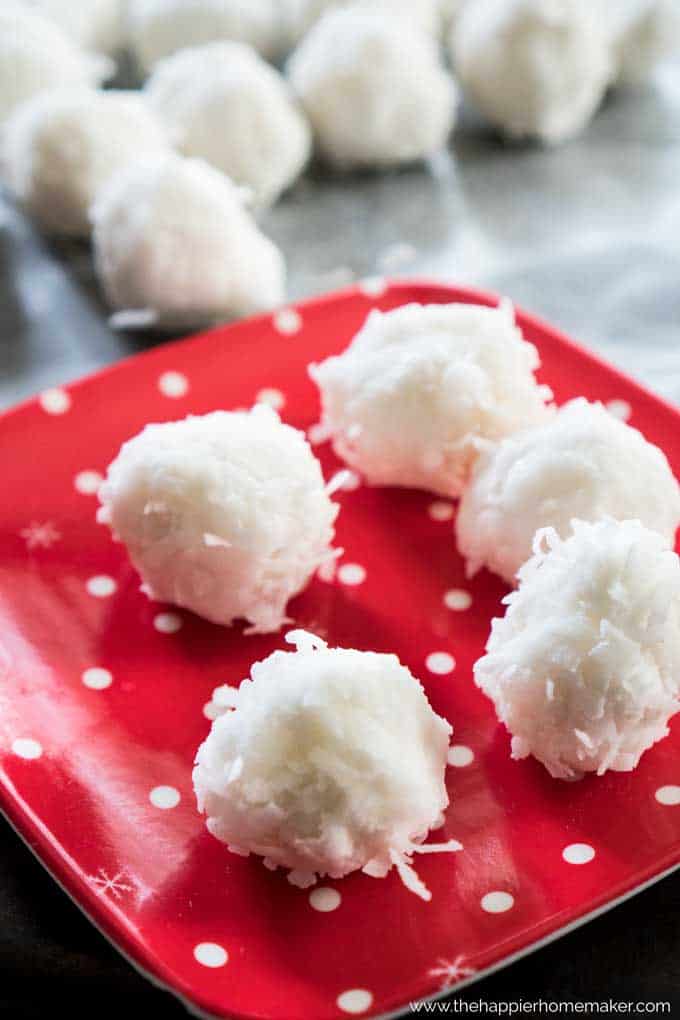 A close up of coconut snowballs