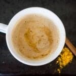 turmeric coffee in white mug