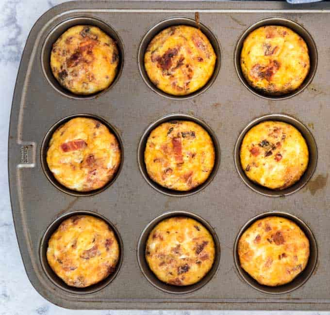 muffin tin with egg muffins