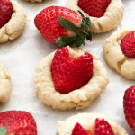 cookie with heart shaped strawberries on top