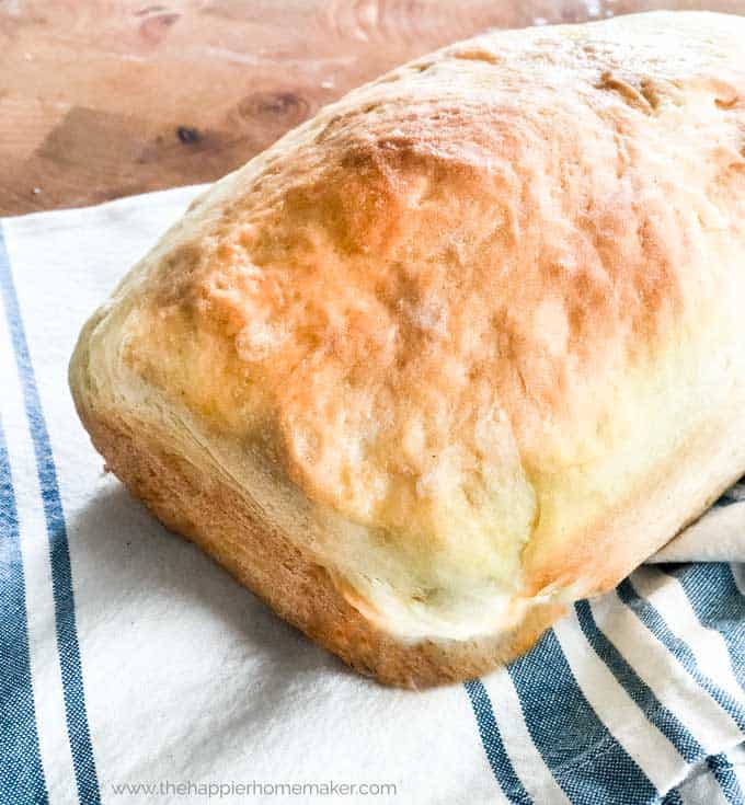 close up of homemade amish white bread loaf