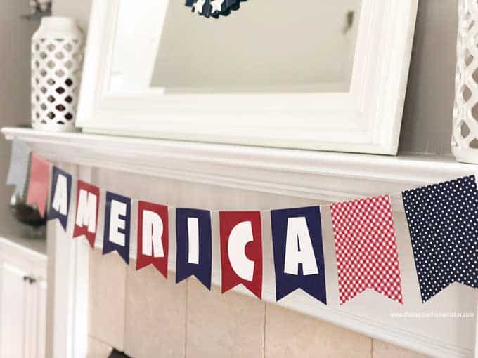 side view of patriotic America banner