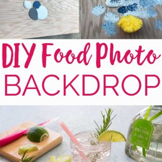 collage of diy food photo backdrop showing steps and and result