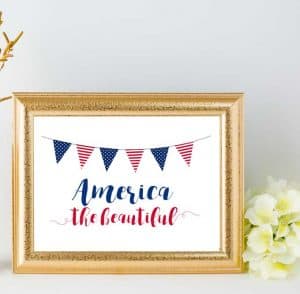 America the beautiful printable in gold frame