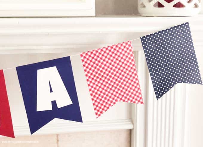 close up of end of patriotic American banner