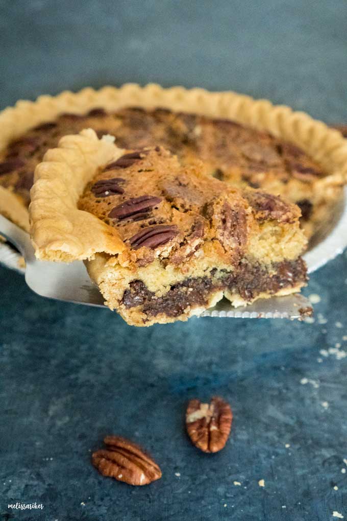 close up of slice of Kentucky derby pie 