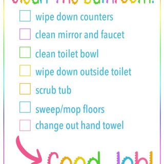 kids bathroom cleaning printable checklist