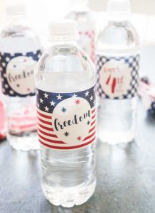 Patriotic Water Bottle Labels | Free USA Printable Party Supplies