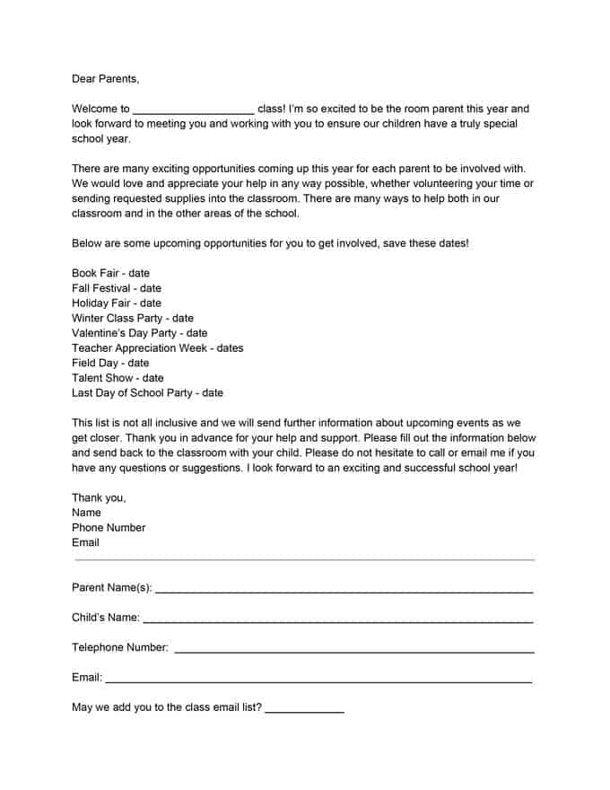 Parent Letter From Teacher Template Collection