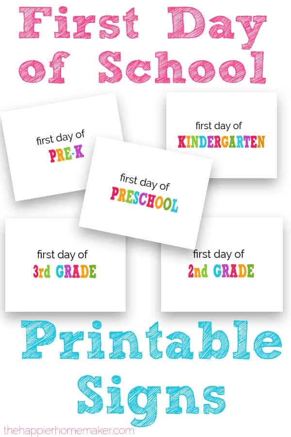 Free Printable First Day Of School Signs Preschool To 12th Grade