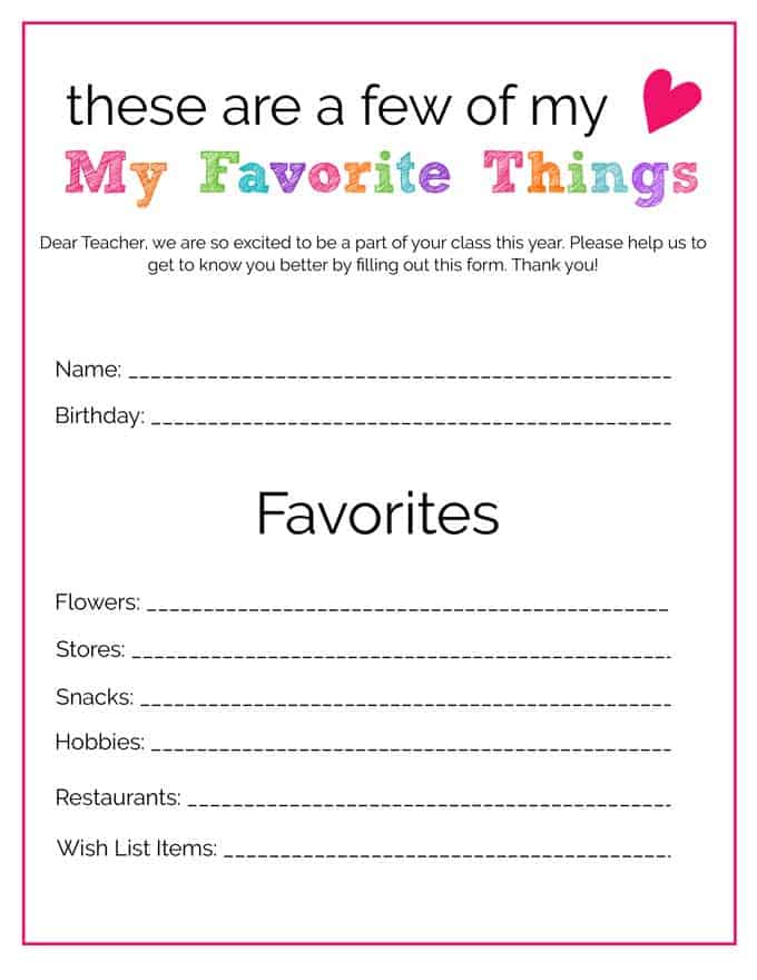 printable teacher survey for room parents