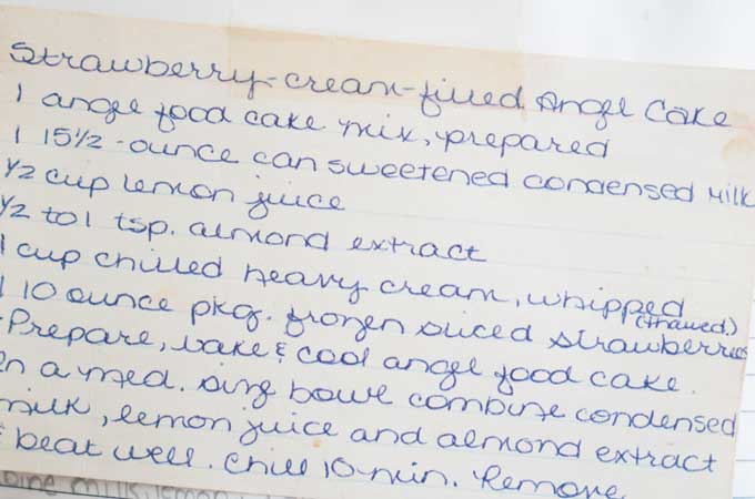 photo of recipe written on index card in cursive