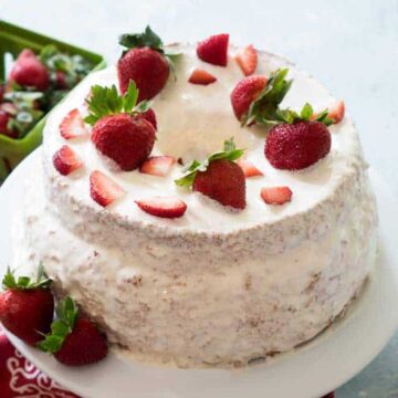 strawberry filled angel food cake