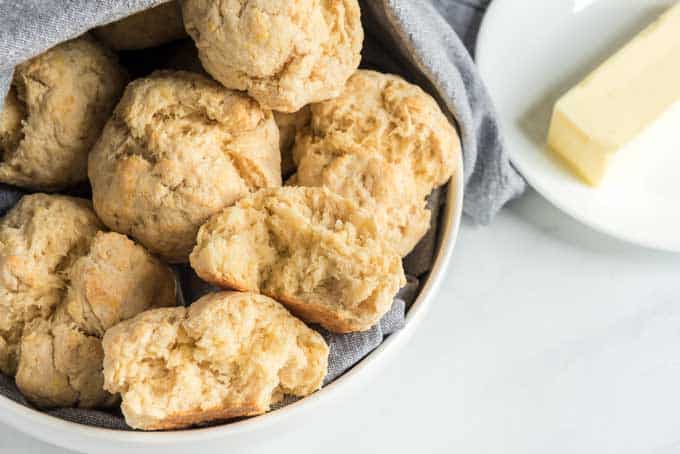 homemade drop biscuits in basket