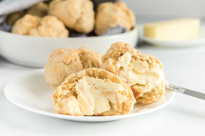 drop biscuits on white plate