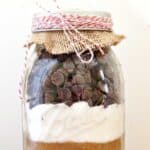 chocolate chip cookie mix layered in mason jar for gift