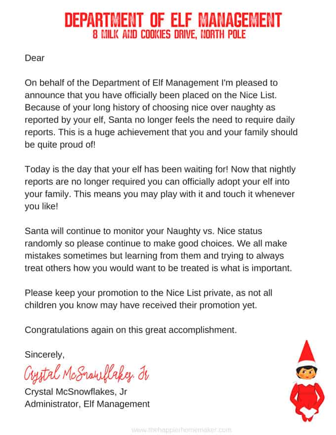 Elf on the Shelf Printables Nightly Ideas and Elf Retirement Letter