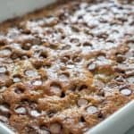 A close up of a pan of food, with Banana and Chocolate