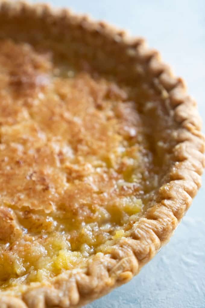 homemade coconut pie close up