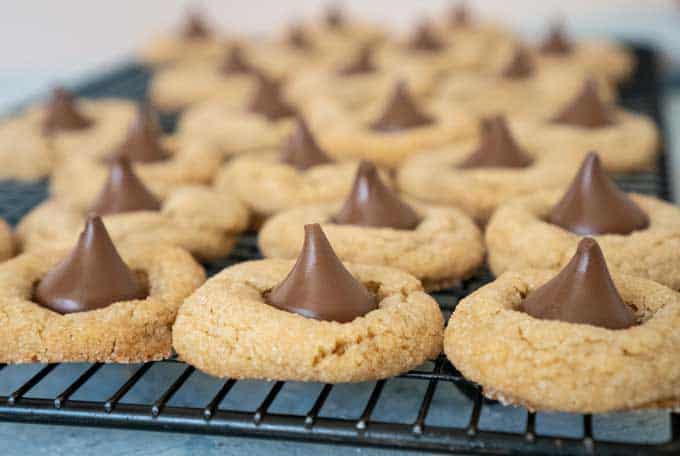 Peanut Butter Blossoms on wire rack