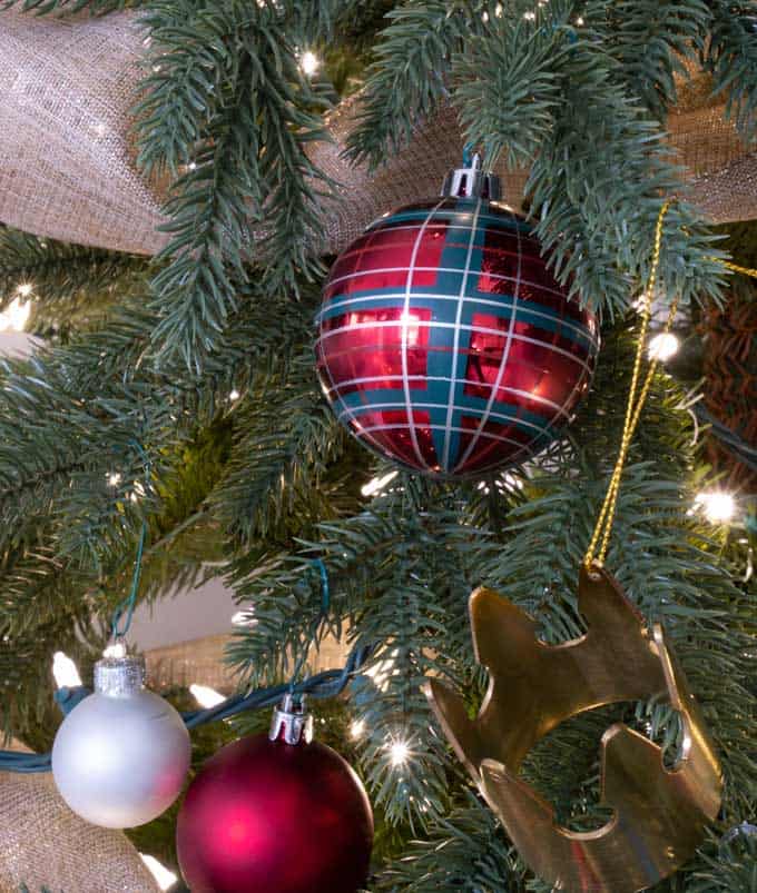 a close up of a ornament on a christmas tree.