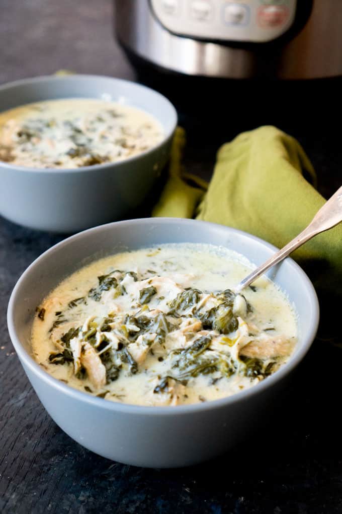 Instant Pot Chicken and Spinach Soup Low Carb Keto Soup