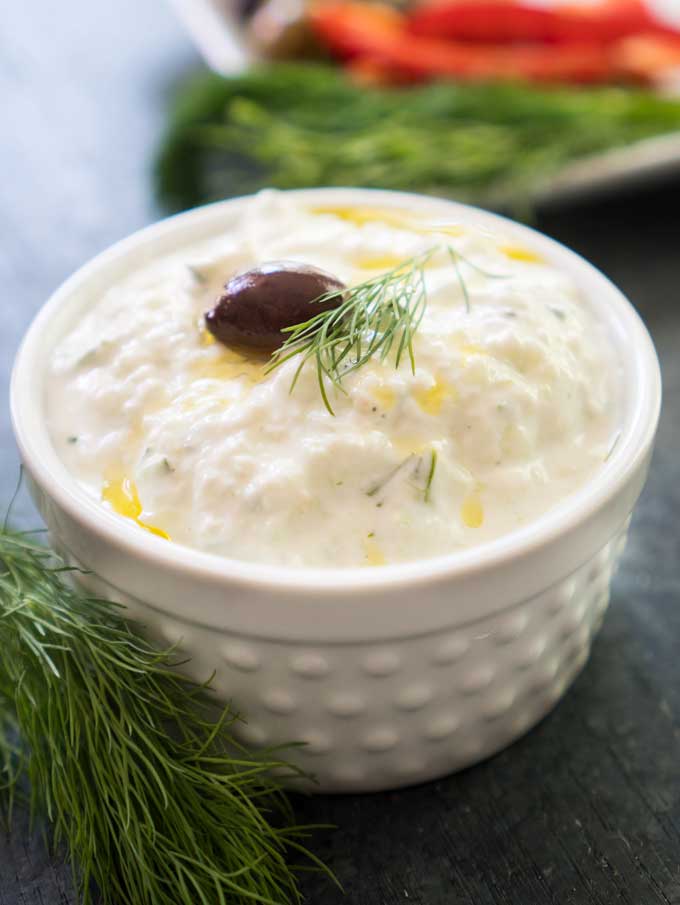 tzatziki sauce with olive 