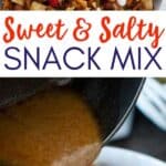 sweet and salty snack mix with M&Ms