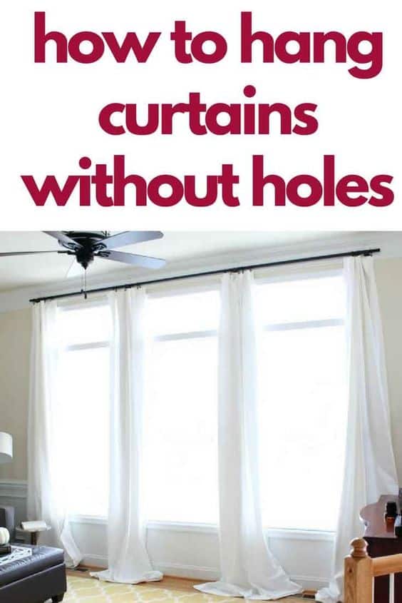 Hang Curtains Using Command Hooks, Hang Curtain Rod From Ceiling Without Drilling