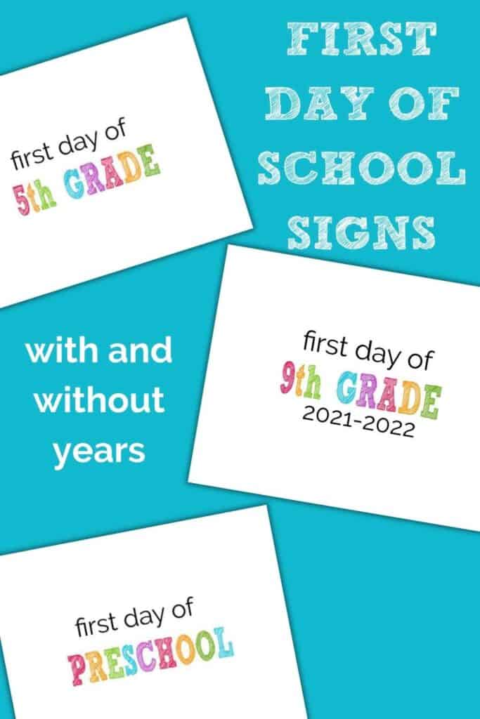 collage of first day of school signs