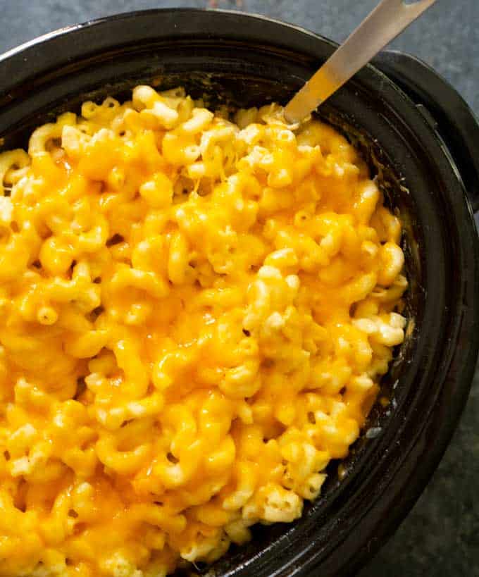 slow cooker mac and cheese in block crock pot