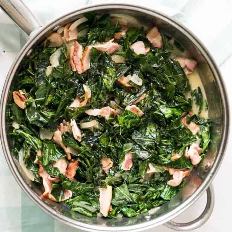 collards in pan overhead