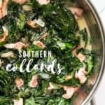 collard greens in pan