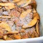 close up of apple french toast casserole