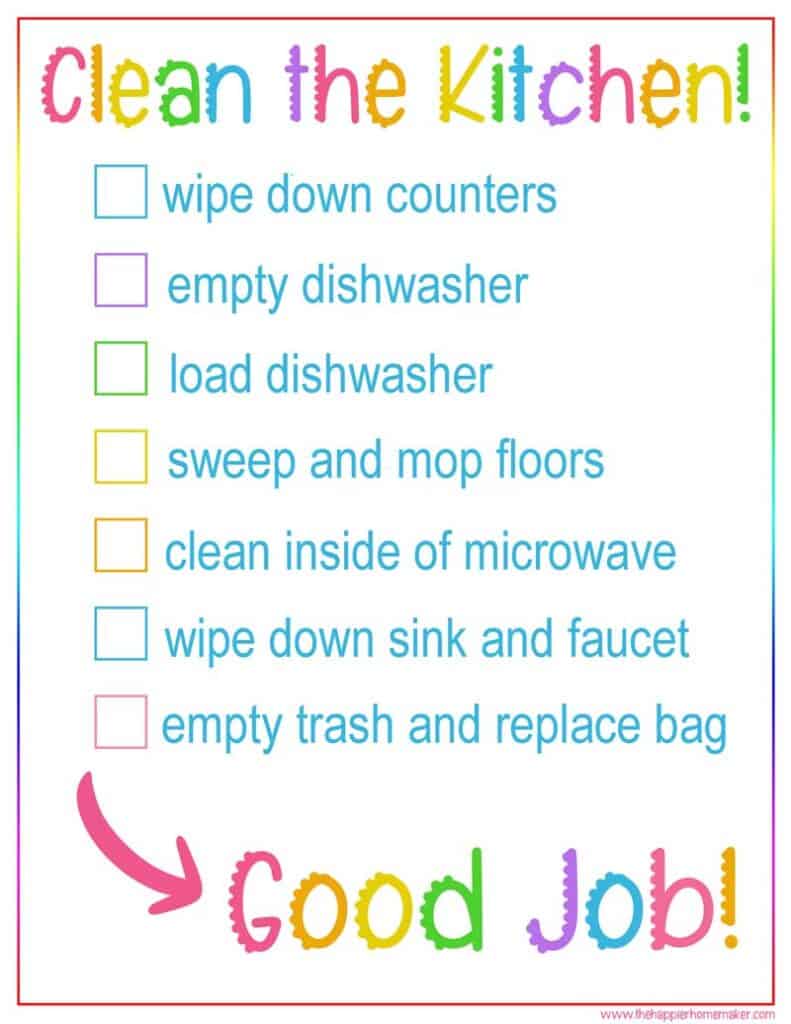 Kid S Kitchen Cleaning Printable The Happier Homemaker