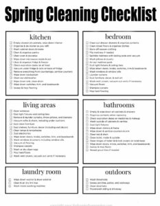 Free Printable Spring Cleaning Checklist 