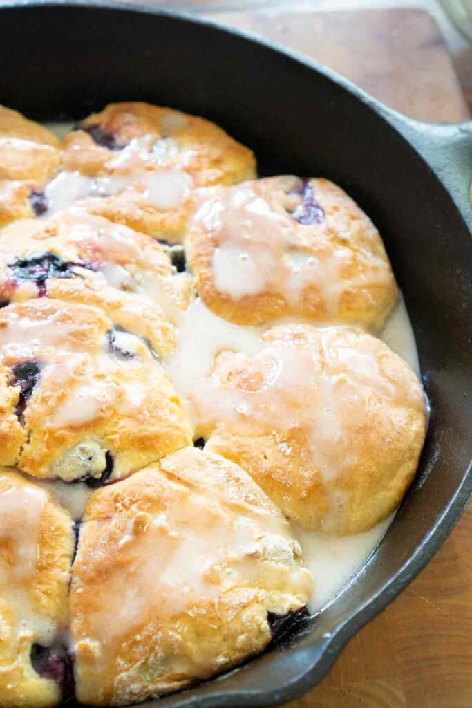 Cast Iron Skillet Lemon Blueberry Scone Recipe With Lemon Glaze - Hello  Creative Family