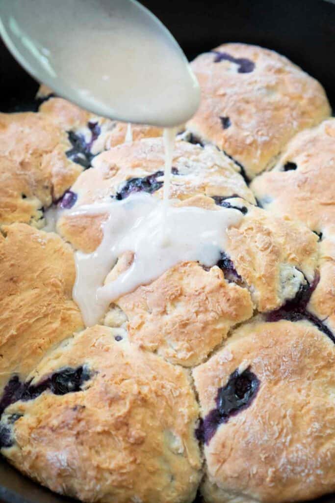 Cast Iron Skillet Lemon Blueberry Scone Recipe With Lemon Glaze