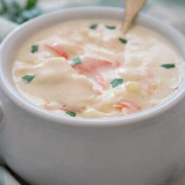 close up of she crab soup