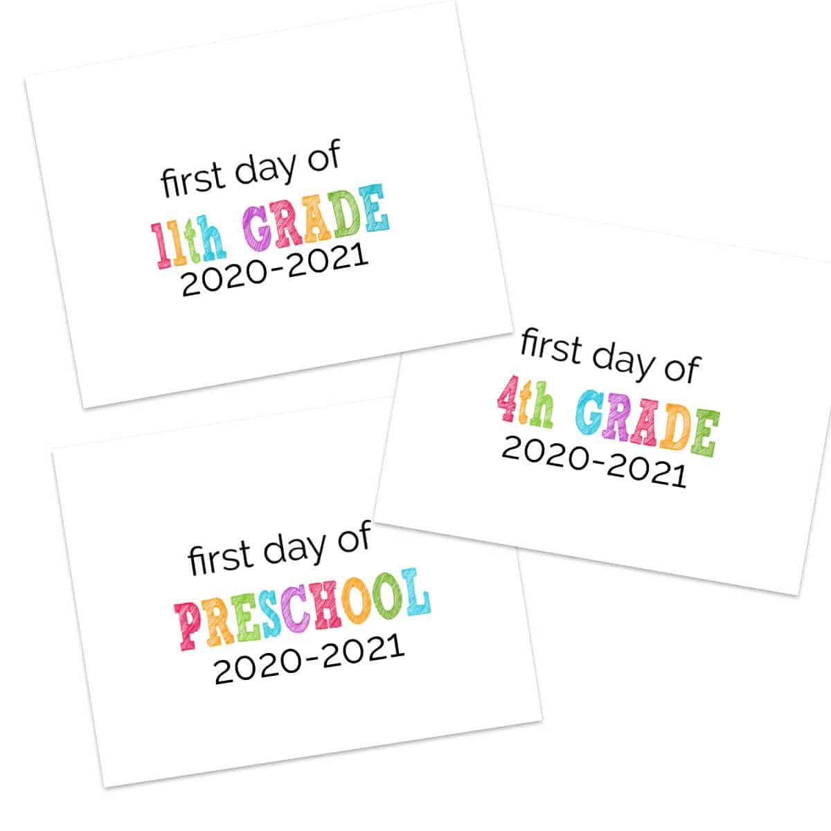 Printable First Day Of School Signs 2020 2021 The Happier Homemaker