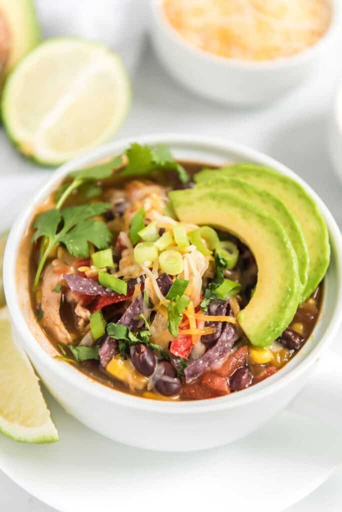 white bowl of tortilla soup