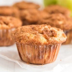 close photo of cinnamon apple muffin