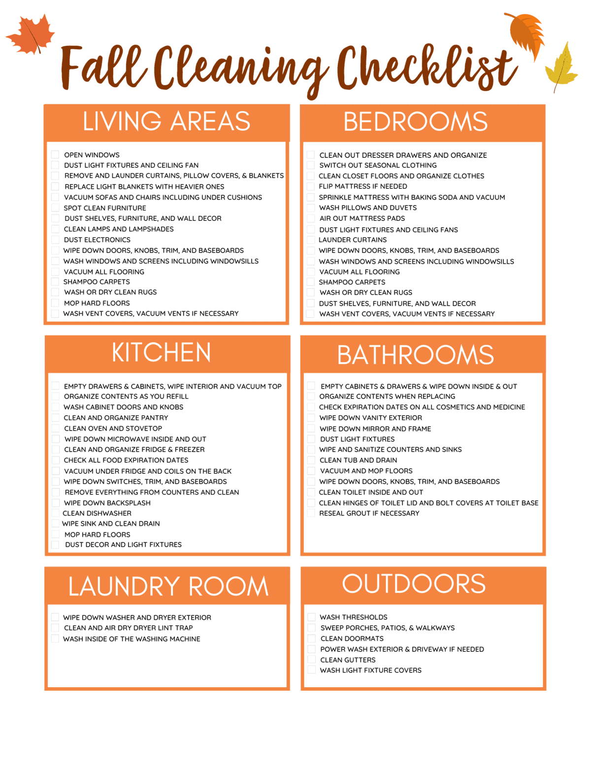 Complete Fall Cleaning Checklist The Happier Homemaker