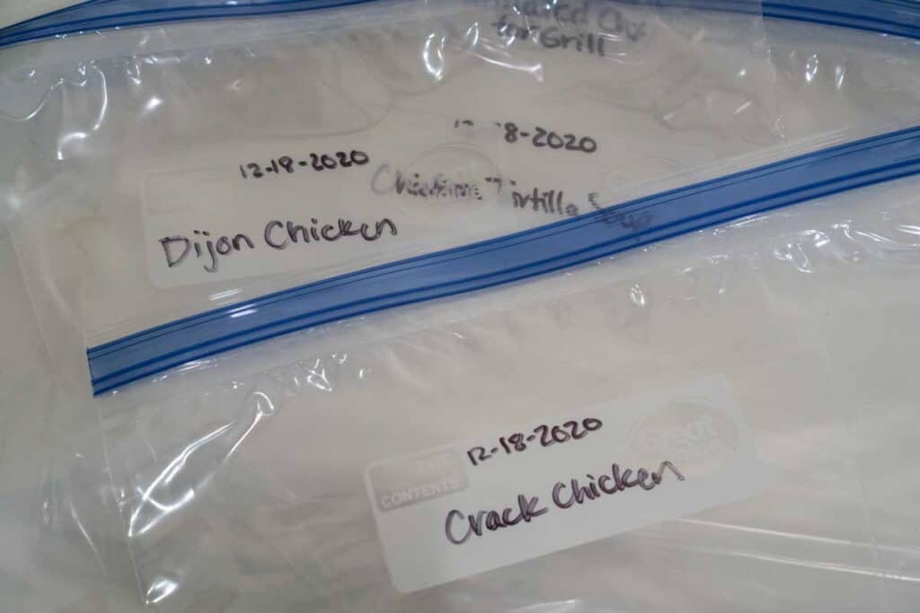 labelled freezer bags